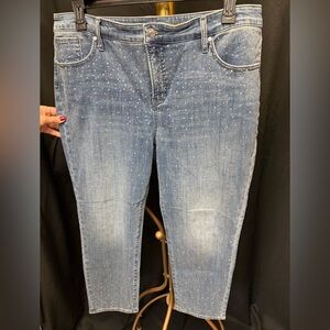 Chico's Blue Studded Slim Cut Ankle Jeans